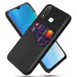 KSQ Cloth + PU Leather + PC Combo Back Case with Card Slot for Vivo Y19 – Black
