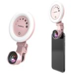 FUNIPICA F-508P Beauty LED Fill Light Lens Kit 0.6X Wide Angle + 15X Macro (Arc Shape) – Pink