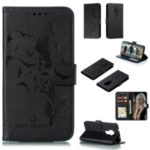 Litchi Design Imprint Feather Leather Phone Case with Wallet Stand for 	Nokia 7.2 – Black