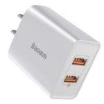 BASEUS 18W Fast Charger Travel USB Wall Charger Adapter CN Standard Plug with 2 USB Outputs – White