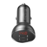 BASEUS 24W Digital Display Dual USB 4.8A Car Charger – Grey