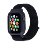Nylon Velcro Closure Watch Band + Silicone Frame Case for Apple Watch Series 5 4 40mm / Series 3 2 1 38mm – Black