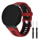 Silicone Watch Band Strap Silver Buckle for Garmin Forerunner 735XT 220 230 235 620 630 – Red / Black