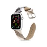 Geometric Pattern Genuine Leather Watch Replacement Strap for Apple Watch Series 1/2/3 38mm / Series 4/5 40mm – Black/Grey
