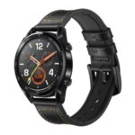 Genuine Leather Coated Silicone 22mm Watch Strap for Huawei Watch GT 2/1  / Honor Magic – Black