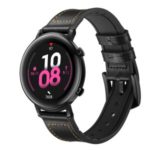 Genuine Leather Coated Silicone Smart Watch Strap [20mm Width] for Huawei Watch GT2 – Black