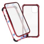 Anti-fall Full Cover Magnetic Metal Frame + Tempered Glass Phone Case for Apple iPhone 11 6.1 inch – Red