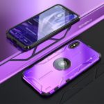 Drop-proof Kickstand Metal Cell Phone Cover for iPhone XS / X – Purple