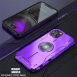 Drop-proof Kickstand Metal Protective Cover Phone Case for iPhone 11 Pro Max 6.5 inch – Purple