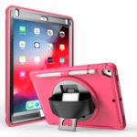 360° Swivel Kickstand PC + TPU Tablet Case with Pen Slot and Hand Strap for iPad Air (2013)/Air 2/9.7-inch (2017)/(2018)/iPad Pro 9.7-inch(2016) – Rose