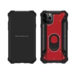 Military Graded Machined Metal+Plastic+TPU Phone Case with Kickstand for iPhone 11 Pro Max 6.5-inch – Red+Black