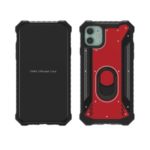 Military Graded Machined Shock-proof Metal+Plastic+TPU Phone Case with Kickstand for iPhone 11 6.1-inch – Red Black
