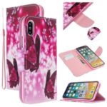 Pattern Printing Cross Texture PU Leather Wallet Case for iPhone XS/X 5.8 inch – Butterflies