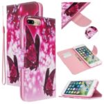 Pattern Printing Cross Texture Leather Stand Case with Card Slots for iPhone 8 Plus/7 Plus – Butterflies