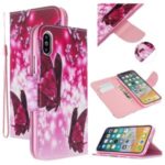 Pattern Printing Cross Texture Leather Wallet Case for iPhone XS Max 6.5 inch – Butterflies