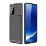 Drop Resistant Carbon Fiber Texture TPU Back Case for Samsung Galaxy A91/S10 Lite – Black