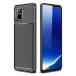 Drop Resistant Carbon Fiber Texture TPU Phone Cover for Samsung Galaxy A81/Note 10 Lite – Black