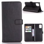 Crazy Horse Texture Retro Style Leather Wallet Case for Samsung Galaxy A51 – Black