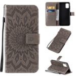 Imprint Sunflower Leather Wallet Shell Case for Samsung Galaxy A71 – Grey