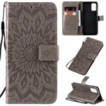 Sunflower Imprint Wallet Leather Casing for Samsung Galaxy S20 Plus/S11 – Grey