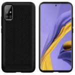 Anti-slip Carbon Fiber Texture Anti-drop TPU Mobile Case for Samsung Galaxy A71 – Black