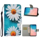 Pattern Printing PU Leather Wallet Phone Cover for Samsung Galaxy S20/S11e – White Flower