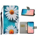 Pattern Printing PU Leather Wallet Phone Casing for Samsung Galaxy S20 Plus/S11 – White Flower