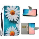 Pattern Printing Wallet Leather Stand Case for Samsung Galaxy A51 – White Flowers