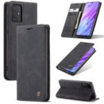 CASEME 013 Series Auto-absorbed Business Leather Wallet Stand Phone Case for Samsung Galaxy S20 Plus/S11 – Black