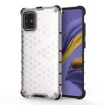 Honeycomb Pattern Shock-proof TPU + PC Hybrid Shell Case for Samsung Galaxy A51 – White