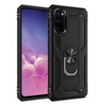Hybrid PC TPU Kickstand Armor Cell Phone Casing for Samsung Galaxy S20/S11e – Black