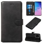 Solid Color Classic Flip Leather Wallet Phone Casing for Samsung Galaxy S20 Ultra/S11 Plus – Black