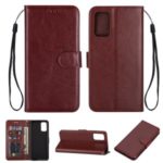 Crazy Horse Leather Shell Wallet Stand Cell Phone Case for Samsung Galaxy S20 Plus/S11 – Brown