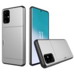 Card Slot PC + TPU Hybrid Protective Case for Samsung Galaxy S20 Plus/S11 – Silver