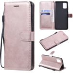 Solid Color Magnetic PU Leather Wallet Phone Case for Samsung Galaxy A71 – Rose Gold