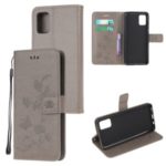Imprint Butterfly Flowers Leather Wallet Case for Samsung Galaxy A91/S10 Lite/M80s – Grey