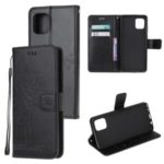 Imprint Tree Owl PU Leather Wallet Stand Phone Case for Samsung Galaxy A81/Note 10 Lite/M60s – Black