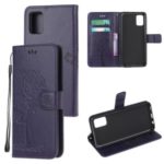 Imprint Tree Owl PU Leather Wallet Stand Phone Case for Samsung Galaxy A91/S10 Lite/M80s – Dark Purple