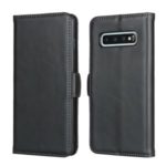 Magnet Adsorption Genuine Leather Wallet Stand Phone Casing for Samsung Galaxy S10 – Black