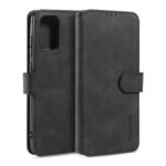 DG.MING Retro Style Leather Wallet Stand Protective Shell Case for Samsung Galaxy S20 – Black