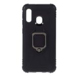 Finger Ring Kickstand Drop-proof TPU Mobile Protective Cover for Samsung Galaxy A20e – Black