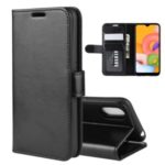 Crazy Horse Surface with Wallet Leather Phone Stand Casing for Samsung Galaxy A01 – Black