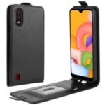 Crazy Horse Texture Leather Protective Phone Case for Samsung Galaxy A01 – Black