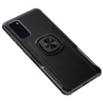 PC + TPU Hybrid Phone Case with Finger Ring Kickstand for Samsung Galaxy S20 – Black
