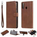 Magnetic Detachable 2-in-1 Wallet Stand Leather Phone Case for Samsung Galaxy A20s – Brown