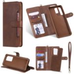 Multi-function Detachable 2-in-1 Leather Wallet Phone Cover for Samsung Galaxy S20 Ultra – Dark Brown