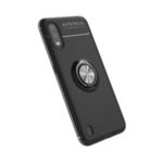 Finger Ring Kickstand TPU Phone Case for Samsung Galaxy A01 (Built-in Metal Sheet) – Black/Silver