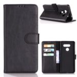 Crazy Horse Texture Retro Style Leather Wallet Case for LG K50S – Black