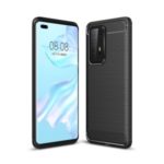 Shockproof Carbon Fiber Texture Brushed TPU Back Case for Huawei P40 Pro – Black