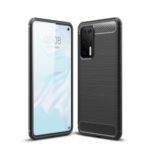 Shockproof Carbon Fiber Skin Brushed TPU Shell for Huawei P40 – Black